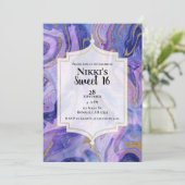 Etherealコットンキャンディマーブルグラムスウィート16パーティー 招待状 (スタンド正面)