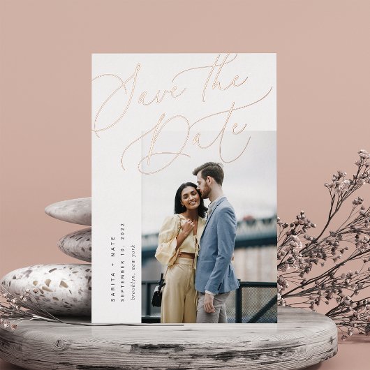 Etherealスクリプト |写真エレガント日付の保存 箔招待状