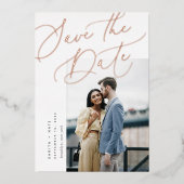 Etherealスクリプト |写真エレガント日付の保存 箔招待状 (正面)