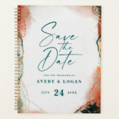 Etherealダークティール(緑がかった色)&銅秋の結婚式計画 プランナー手帳 (正面)