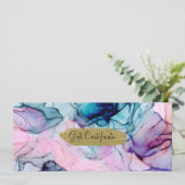 Etherealティール（緑がかった色）ピンクパープルインクイギフト証明書 招待状 (スタンド正面)