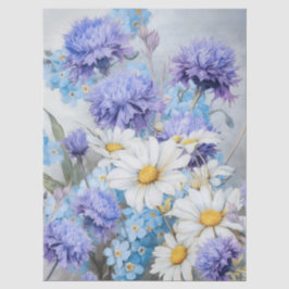 Etherealデイジー&紫&青の花の切り離し 薄葉紙
