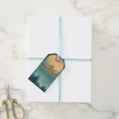 Etherealドラゴンフライティール（緑がかった色）と金ゴールド月のギフトラベル ギフトタグ (より糸付き)