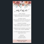 Etherealバラ·金ゴールド·エレガントフローラ結婚のメニュー メニュー<br><div class="desc">この見事なメニューカードでお客様を喜ばせてください。デザインユニークの前面には水色彩の鮮やか色に、赤面ピンク、カフ縁どェラテ、桃、アイボリー、霧の多い青、セージ色の花と葉が付いている。背面には、フローラブーケの中央に、あなたの名前や短いメッセージ、そしてロマンチックな赤面のピンク色の陰があります。 手書きス書クリプトタイポグラフィ詳細。「Ethereal」バラ·金ゴールドと結婚イベントの収集</div>