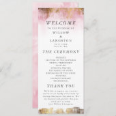 Etherealピンクの水色と金ゴールド結婚の儀式 プログラム (正面/裏面)