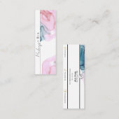 Etherealピンク&ティール(緑がかった色)グラム美しいメイクアップアーティスト スキニー名刺 (正面/裏面)