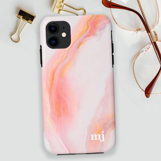 Etherealフェミニン Pink Marble with Monogram Case-Mate iPhoneケース