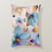 Etherealブルーフローラアルコールインクアクセントピロー アクセントクッション (正面(垂直))