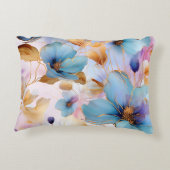 Etherealブルーフローラアルコールインクアクセントピロー アクセントクッション (裏面)