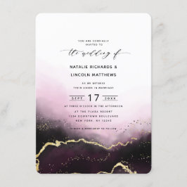 Etherealミストワグラデーションインゴールドフォイルスクリプ結婚ト 招待状