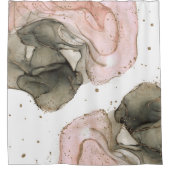 Etherealムーディピンクブラック金ゴールドインキーファンタジーグラム シャワーカーテン (正面)