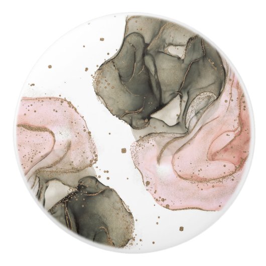 Etherealムーディピンクブラック金ゴールドインキーファンタジーグラム セラミックノブ (正面)