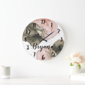 Etherealムーディピンクブラック金ゴールドインキーファンタジーグラム ラージ壁時計 (ホーム)