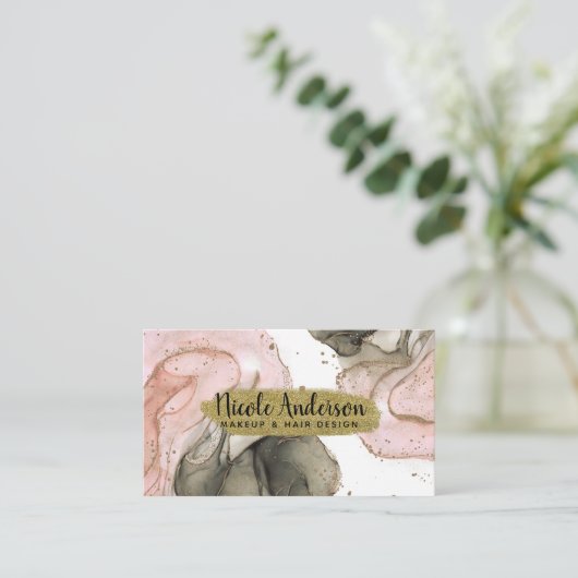 Etherealムーディピンクブラック金ゴールドインキーファンタジーグラム 名刺 (スタンド正面)