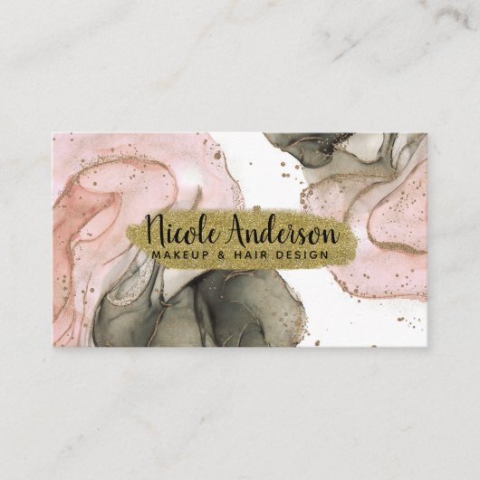 Etherealムーディピンクブラック金ゴールドインキーファンタジーグラム 名刺 (正面)