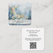 *~* EtherealムーンホワイトフラワーズQRフローラAP70 スクエア名刺 (正面/裏面)