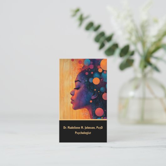 Ethereal女アート性シルエット心理学者QR 名刺 (スタンド正面)