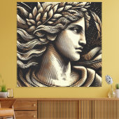 Ethereal女神 – 彫刻されたウッドカットスタイル キャンバスプリント (インサイチュ (リビング))