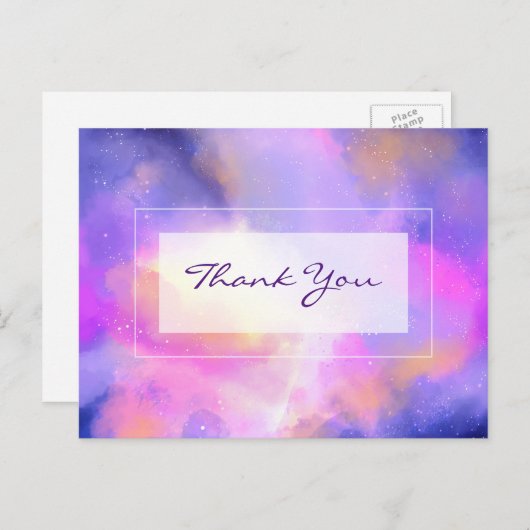 Ethereal宇宙デザインイン紫とピンクありがとう ポストカード (正面/裏面)