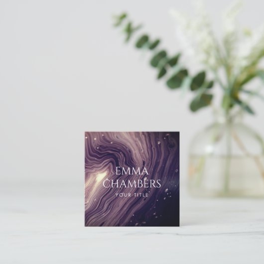 Ethereal抽象芸術水彩紫色のメイクアップアーティスト スクエア名刺 (スタンド正面)
