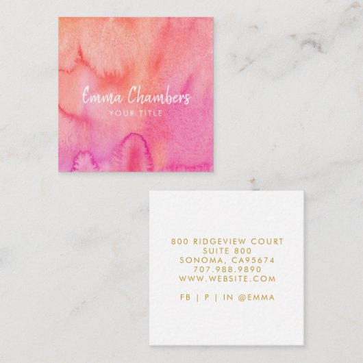 Ethereal抽象芸術水色 スクエア名刺 (正面/裏面)