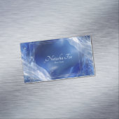 Ethereal抽象芸術波ブルー&金ゴールド マグネット名刺 (インサイチュ)