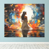 Ethereal水の色の抽象芸術女性の水 キャンバスプリント (インサイチュ (ウッドフロア))