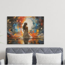 Ethereal水の色の抽象芸術女性の水 ポスター