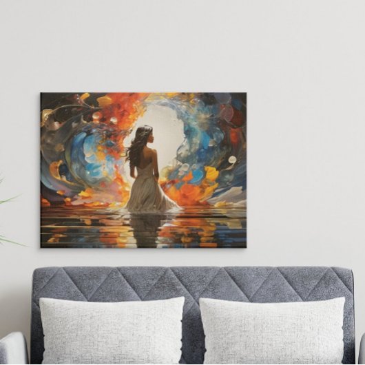 Ethereal水の色の抽象芸術女性の水 ポスター