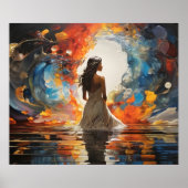 Ethereal水の色の抽象芸術女性の水 ポスター (正面)