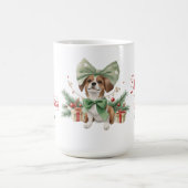 Ethereal水の色はクリスマスの弓と可愛いコルギ コーヒーマグカップ (中央)