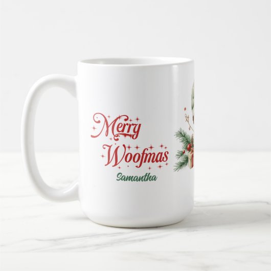 Ethereal水の色はクリスマスの弓と可愛いコルギ コーヒーマグカップ (左)