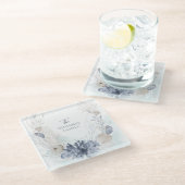 Ethereal水彩沿岸コーラルシーシェルファミリー ガラスコースター (アングル)