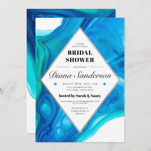 Ethereal波ブライダルシャワー招待状 招待状 (正面/裏面)