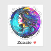 Ethereal神秘的な美しい女性カラフル愛アート シール (シート)