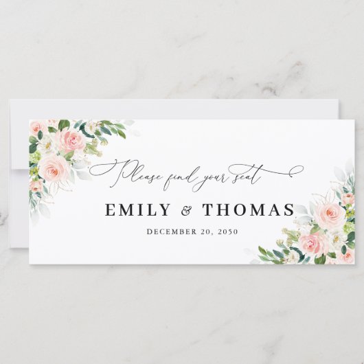 Ethereal赤面ピンク結婚ローズのヘッドテーブルサイン (正面)