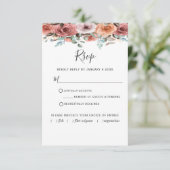 Ethereal赤面ピーチフローラと食事なしRSVP 出欠カード (スタンド正面)