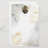 Ethereal金ゴールドラインバラ正統派クリスチャン 便箋 (正面/裏面)