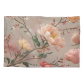 "Ethereal開花：夢のような水の色のフローラデザイン 枕カバー (裏面)