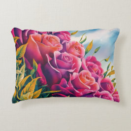 Ethereal開花:抽象芸術水彩バラ交響曲 アクセントクッション