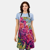 Ethereal開花:抽象芸術水彩バラ交響曲 エプロン (着用した状態)