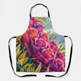 Ethereal開花:抽象芸術水彩バラ交響曲 エプロン