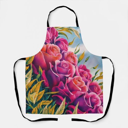 Ethereal開花:抽象芸術水彩バラ交響曲 エプロン (正面)