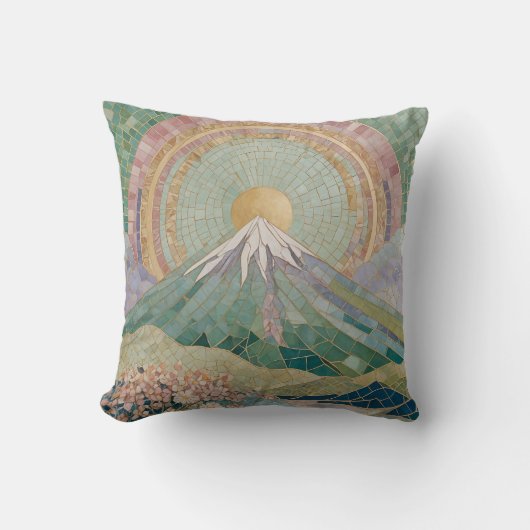 Ethereal開花:春のパステルモザイク火山 クッション (正面)