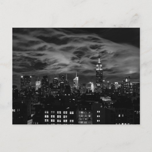 Ethereal雲： NYCスカイライン、ESB BW ポストカード (正面)