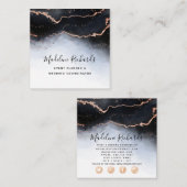 Ethereal霧グラデーションネイビーブルー水色ムーディ スクエア名刺 (正面/裏面)