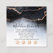 Ethereal霧グラデーションネイビーブルー水色ムーディ スクエア名刺 (裏面)