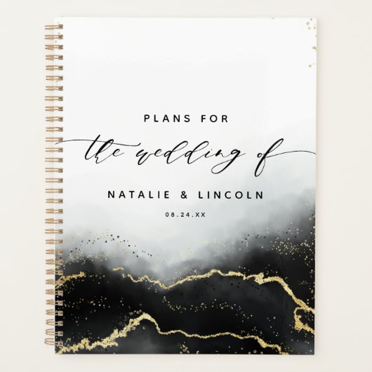 Ethereal霧グラデーションブラックウォーター色ムーディ結婚ーズ プランナー手帳 (正面)