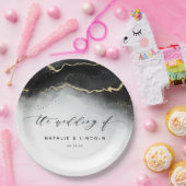 Ethereal霧グラデーションブラックウォーター色ムーディ結婚ーズ ペーパープレート (パーティー)