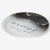 Ethereal霧グラデーションブラックウォーター色ムーディ結婚ーズ ペーパープレート (アングル)